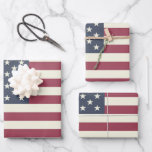 Vintage American flag wrapping paper sheets<br><div class="desc">Vintage American flag wrapping paper sheets. Cool patriotic gift wrap for Birthday,  Christmas,  national Holidays,  4th of July  and more. Matte and glossy options. USA pride design with stars and stripes of the United States.</div>