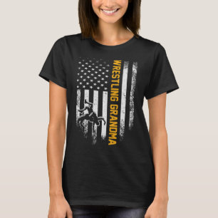 Vintage American Flag Wrestling Grandma Silhouette T-Shirt