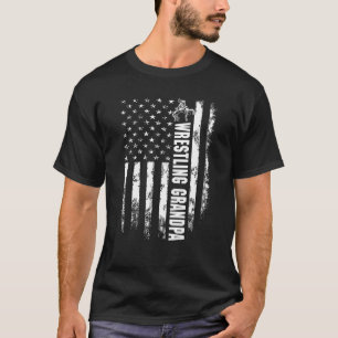 Vintage American Flag Wrestling Grandpa Christmas T-Shirt
