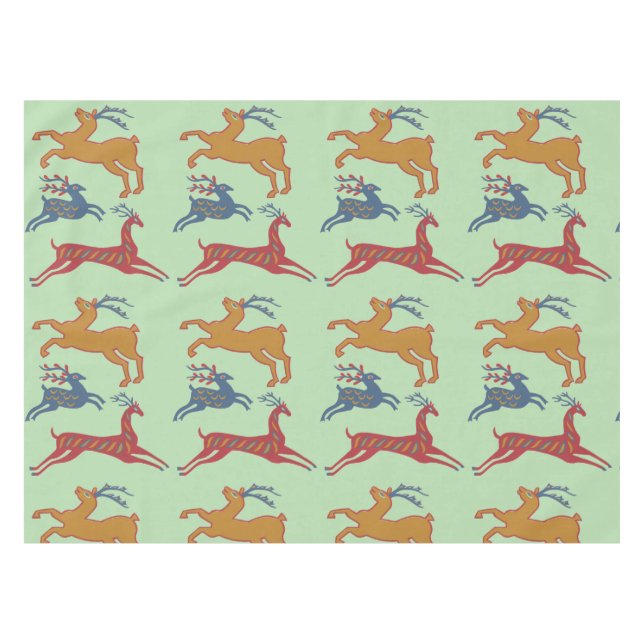 Vintage American Folk Art Deer Custom Colour Tablecloth (Front (Horizontal))