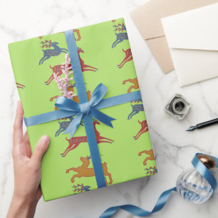 Vintage American Folk Art Deer Custom Colour Wrapping Paper
