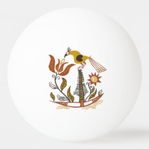 Vintage American Folk Art Tulip Bird Custom Colour Ping Pong Ball