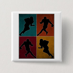 Vintage American Football Player Artwork 15 Cm Square Badge