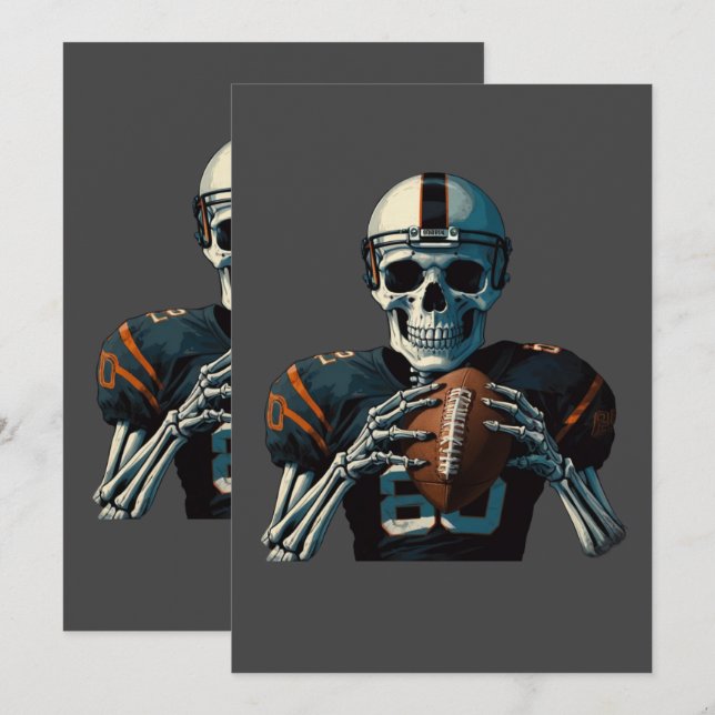 Vintage American Football Skeleton Player Funny Invitation (Front/Back)