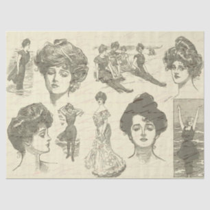 Vintage American Girls Collage Decoupage Tissue Paper