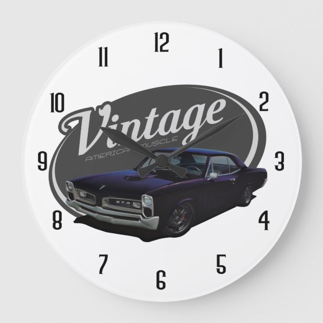 Vintage American GTO Muscle Large Clock (Front)