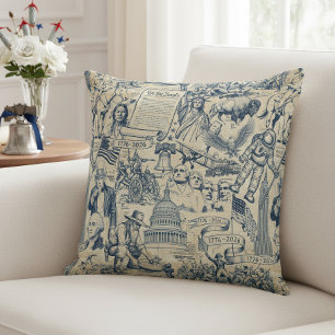 Vintage American History Collage USA 250 ID1308 Cushion