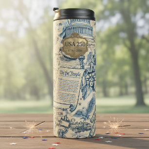 Vintage American History Collage USA 250 ID1308 Thermal Tumbler