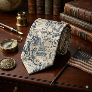 Vintage American History Collage USA 250 ID1308 Tie