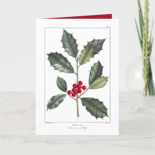 VINTAGE AMERICAN HOLLY CHRISTMAS GREETING CARD