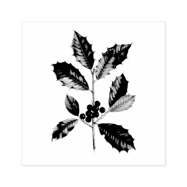 VINTAGE "AMERICAN HOLLY" WOOD ART STAMP (Imprint)