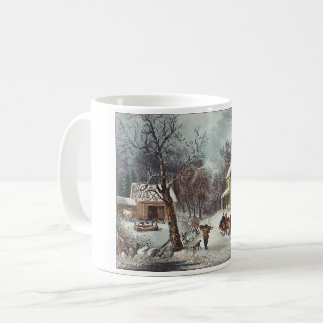 Vintage American Homestead Winter  Coffee Mug (Front Left)