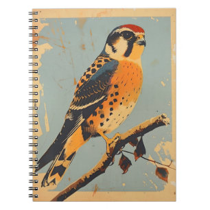 Vintage American Kestrel Illustration Notebook