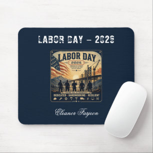 Vintage American Labour Day Worker Tribute Art Mouse Mat