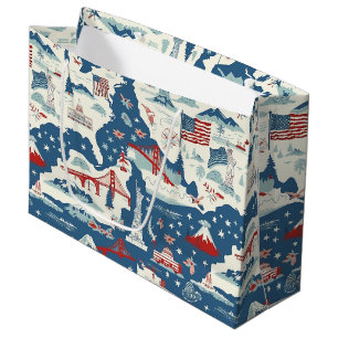 Vintage American Landmark Pattern (2) Large Gift Bag