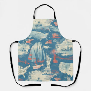 Vintage American Landmark Pattern (3) Apron