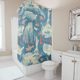 Vintage American Landmark Pattern (3) Shower Curtain