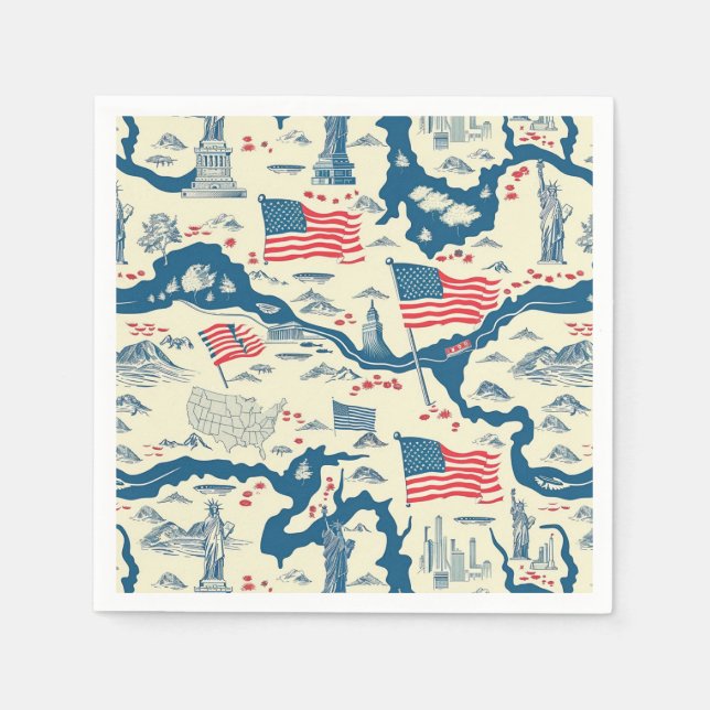 Vintage American Landmark Pattern (4) Napkin (Front)