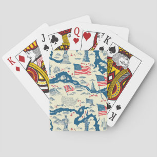 Vintage American Landmark Pattern (4) Playing Cards