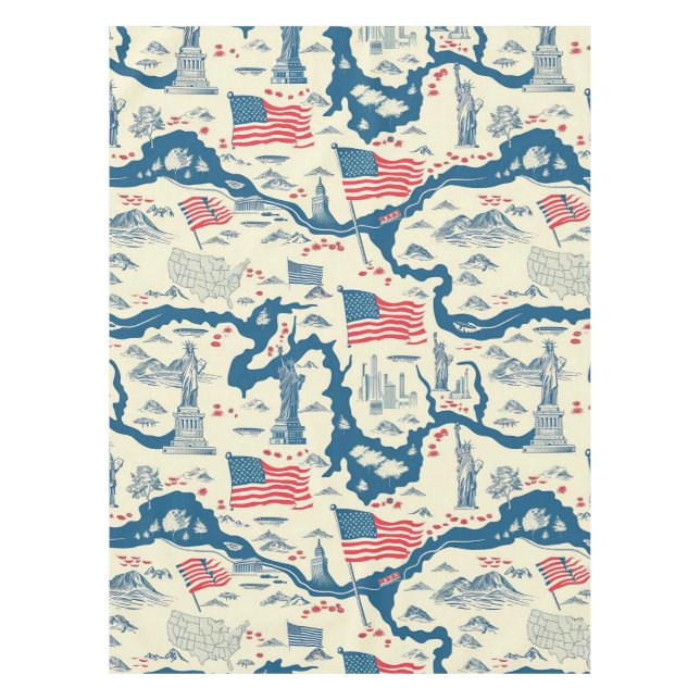 Vintage American Landmark Pattern (4) Tablecloth (Front)