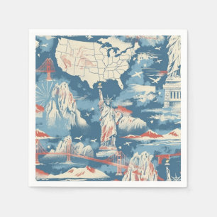 Vintage American Landmark Pattern – Liberty, USA  Napkin