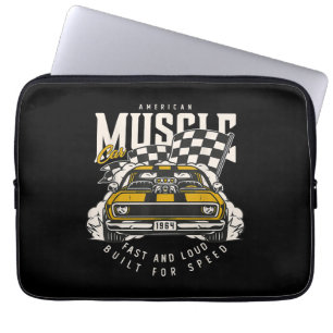 Vintage American Muscle Car Racing Flag Laptop Sleeve