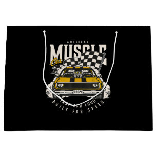 Vintage American Muscle Car Racing Flag Large Gift Bag