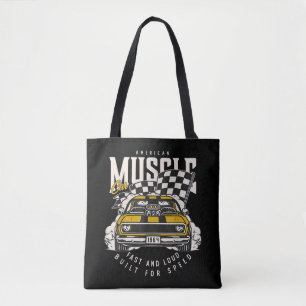 Vintage American Muscle Car Racing Flag Tote Bag