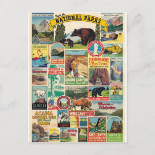 Vintage American National Parks Collage Postcard
