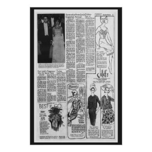 Vintage American Newspaper Kennedy 1963 Poster