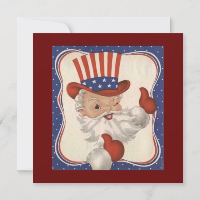 Vintage American Patriot Santa Claus Holiday Card (Front)