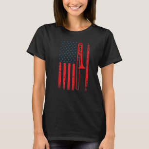 Vintage American Patriotic Grunge USA Flag Trombon T-Shirt