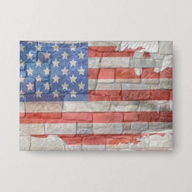 Vintage American Patriotic Map Flag On Wall (Front)
