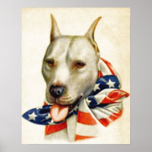 Vintage American Patriotic Pit Bull Dog War Poster