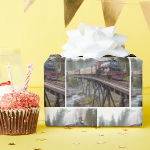 Vintage American Patriotic Train on a Trestle Wrapping Paper