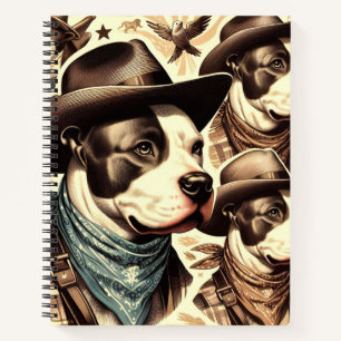 Vintage American Pit Bull Terrier Illustration Notebook