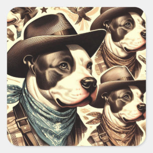 Vintage American Pit Bull Terrier Illustration Square Sticker
