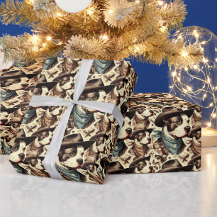 Vintage American Pit Bull Terrier Illustration Wrapping Paper