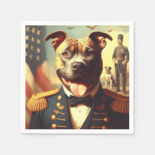 Vintage American Pit Bull Terrier Painting Napkin