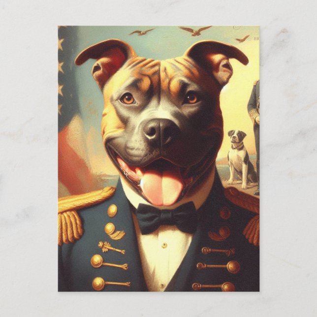 Vintage American Pit Bull Terrier Painting Postcard (Front)