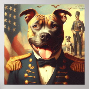 Vintage American Pit Bull Terrier Painting Poster