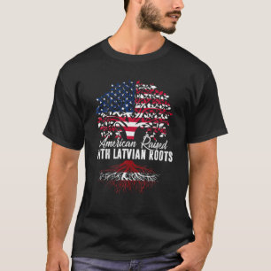 Vintage American Raised With Latvian Roots Latvia T-Shirt