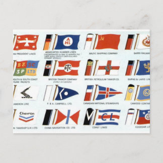 Vintage American Shipping Company House Flags Char Postcard
