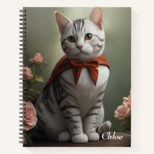 Vintage American Shorthair Kitten with Roses  Notebook