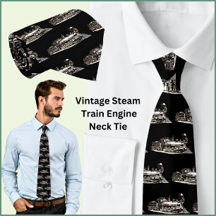 Vintage American Steam Train Locomotive on Black Tie