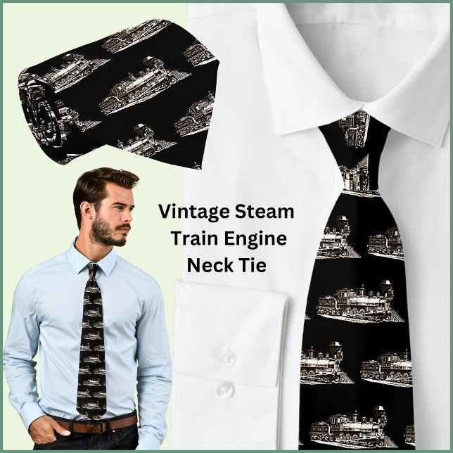 Vintage American Steam Train Locomotive on Black Tie (Creator Uploaded)
