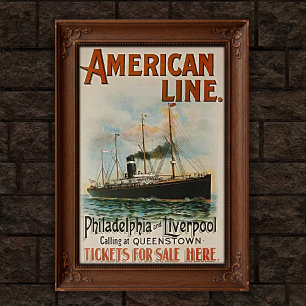 Vintage American Steamship Advertising Poster