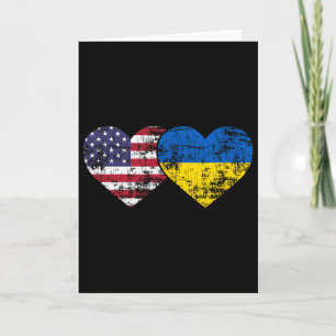 Vintage American Ukrainian Flags Hearts Love Usa U Card