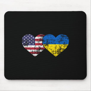 Vintage American Ukrainian Flags Hearts Love Usa U Mouse Mat