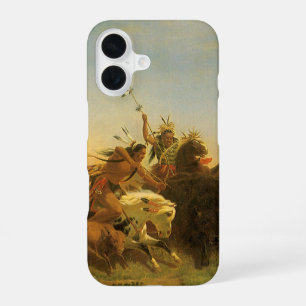 Vintage American West Art, Buffalo Hunt by Wimar iPhone 16 Case